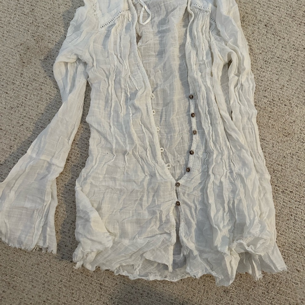 Free People Ivory Textured Top